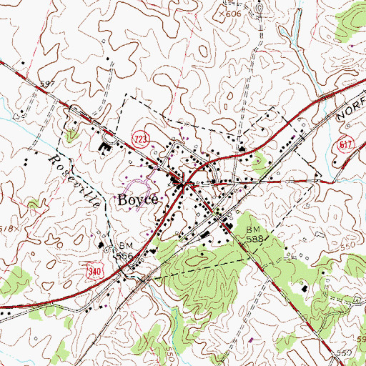 Topographic Map of Boyce Baptist Church, VA