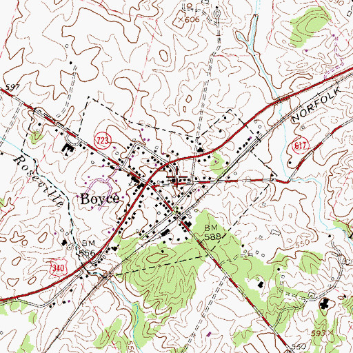 Topographic Map of Boyce Methodist Church, VA