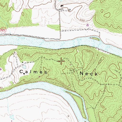 Topographic Map of Calmes Neck Estates, VA