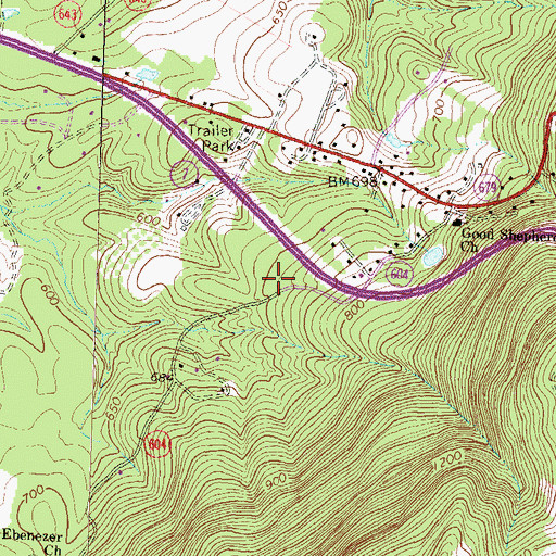 Topographic Map of Ebenezer Methodist Church, VA