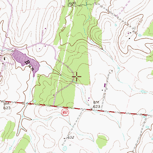 Topographic Map of Keeneland, VA