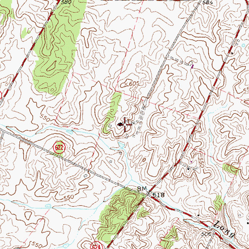 Topographic Map of Long Branch Estate, VA