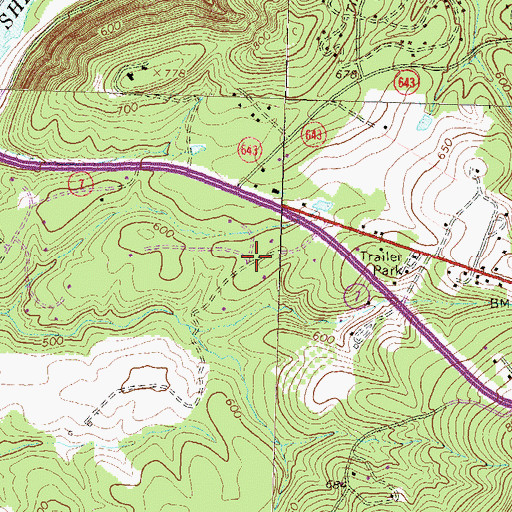 Topographic Map of Longwood, VA