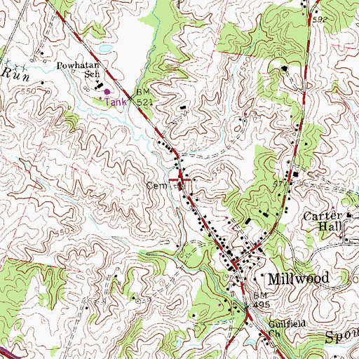Topographic Map of Millwood Church, VA