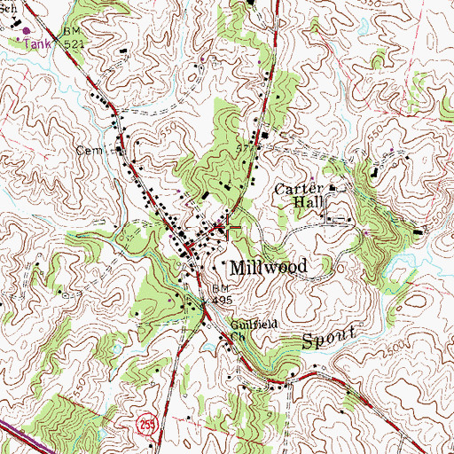 Topographic Map of Millwood United Methodist Church, VA