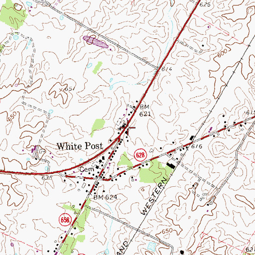 Topographic Map of Mount Olive Baptist Church, VA
