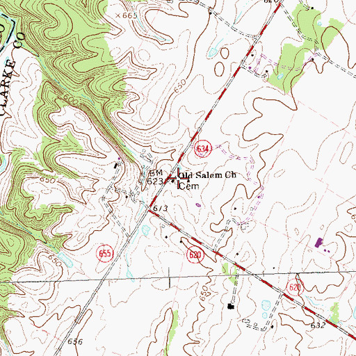 Topographic Map of Old Salem Cemetery, VA