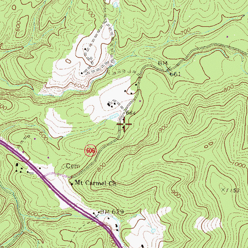 Topographic Map of Pine Acres, VA
