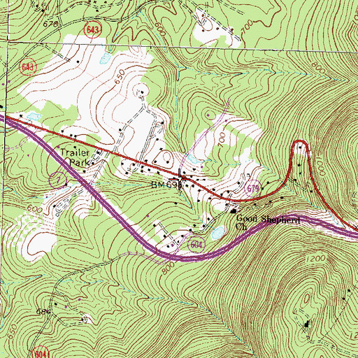 Topographic Map of Pine Grove School (historical), VA