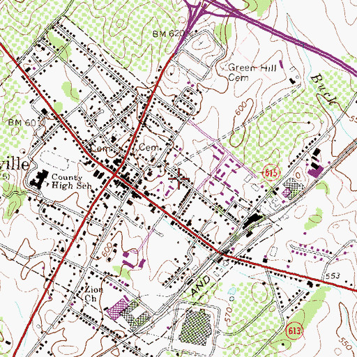 Topographic Map of Saint Lukes Baptist Church, VA
