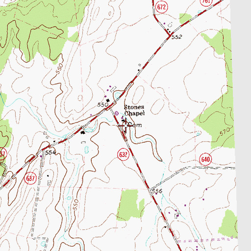 Topographic Map of Stones Chapel Cemetery, VA