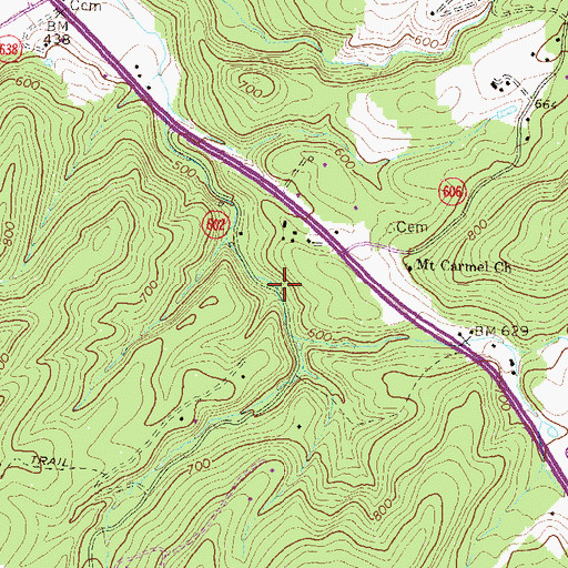 Topographic Map of Trap Bridge, VA