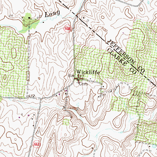 Topographic Map of Wickliffe Church, VA