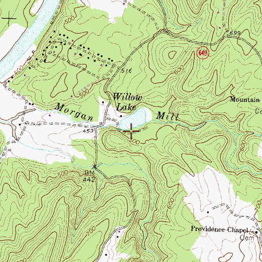 Topographic Map of Willow Lake, VA