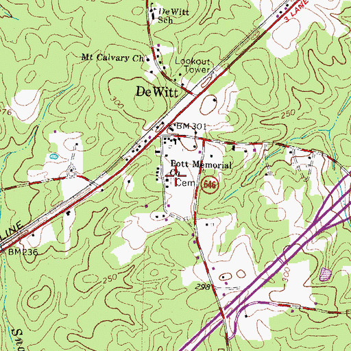 Topographic Map of Bott Memorial Cemetery, VA