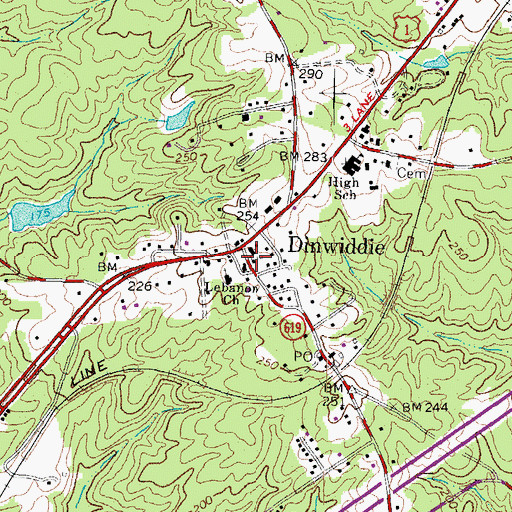 Topographic Map of Calvary Episcopal Church, VA