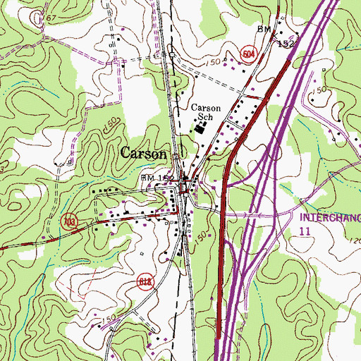 Topographic Map of Carson Post Office, VA