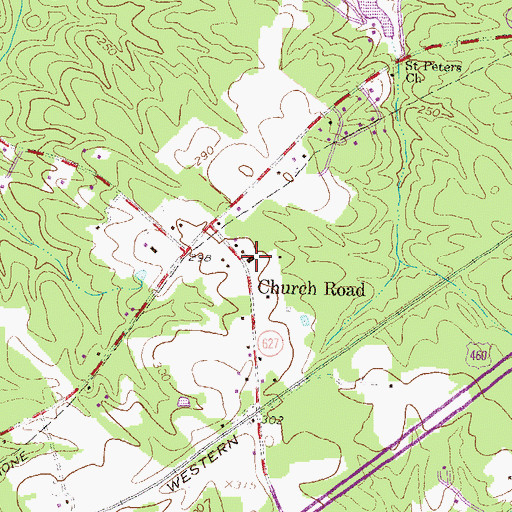 Topographic Map of Central Baptist Church, VA