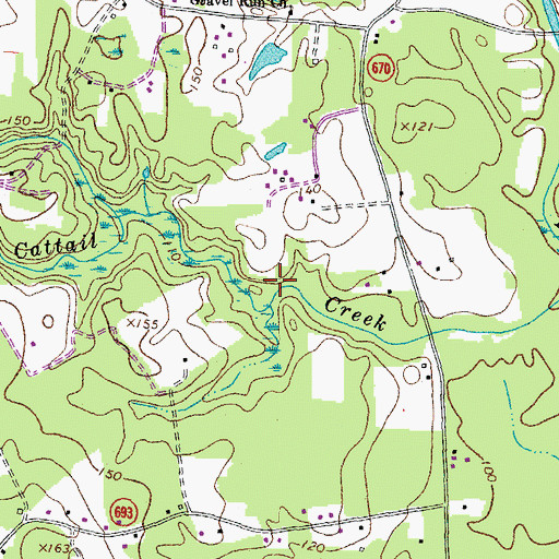 Topographic Map of Crawfords Mill (historical), VA