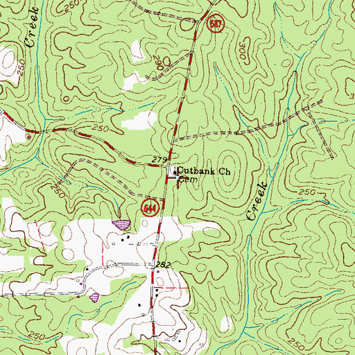 Topographic Map of Cut Banks Cemetery, VA