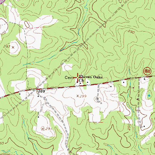 Topographic Map of Eleven Oaks Cemetery, VA