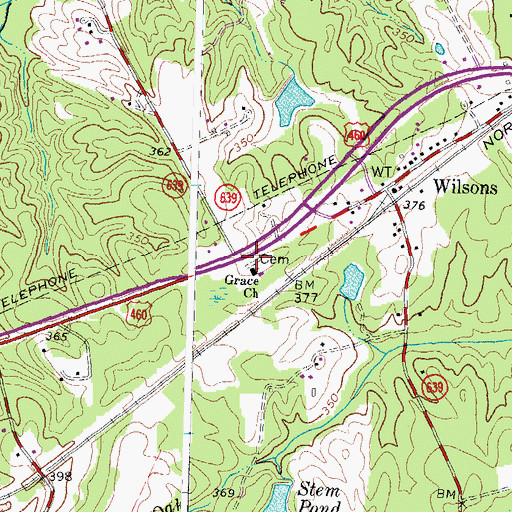 Topographic Map of Grace Cemetery, VA