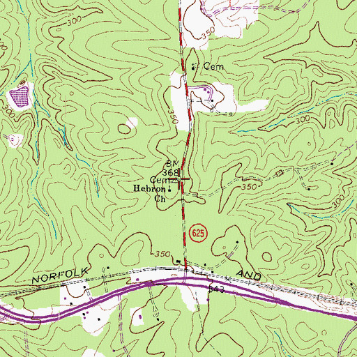Topographic Map of Hebron Cemetery, VA