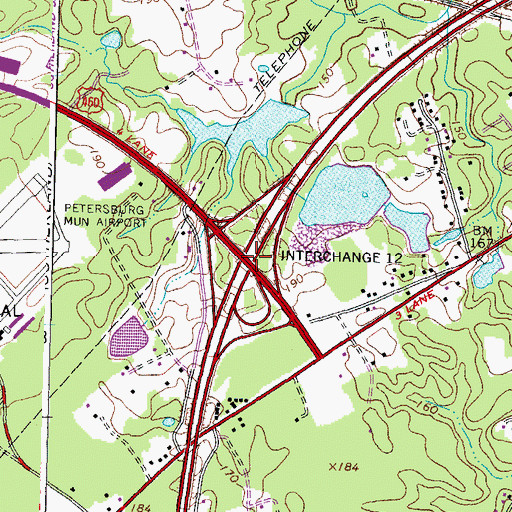 Topographic Map of Interchange 61, VA