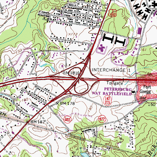 Topographic Map of Interchange 63, VA