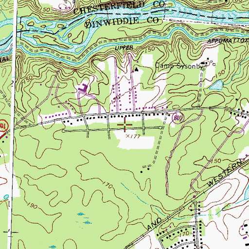Topographic Map of Mansfield, VA