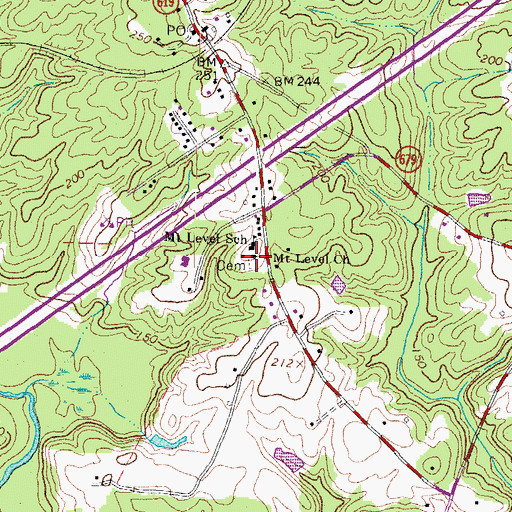 Topographic Map of Mount Level Cemetery, VA