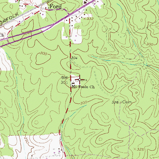Topographic Map of Mount Poole Cemetery, VA