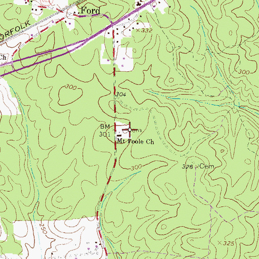 Topographic Map of Mount Poole Cemetery, VA