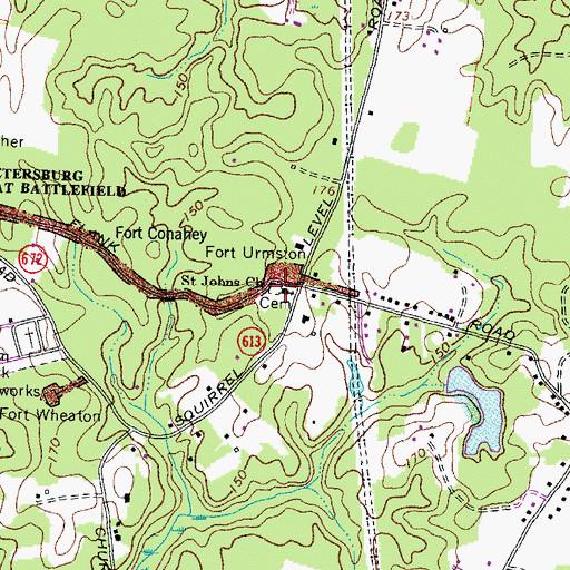 Topographic Map of Saint Johns Cemetery, VA