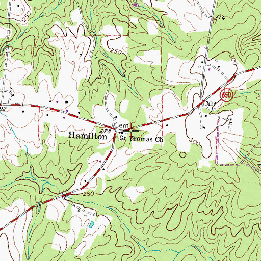 Topographic Map of Saint Thomas Cemetery, VA