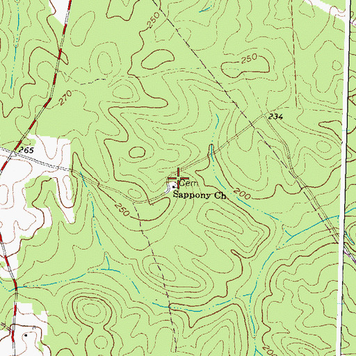 Topographic Map of Sapony Cemetery, VA