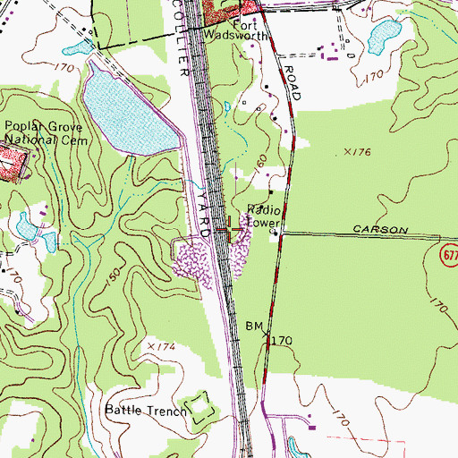 Topographic Map of Six Mile Crossing (historical), VA