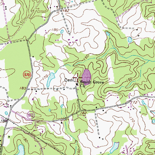 Topographic Map of Smiths Grove Cemetery, VA
