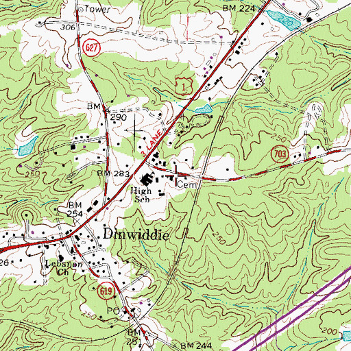 Topographic Map of Smyrna Baptist Church, VA