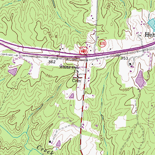 Topographic Map of White Oak Cemetery, VA
