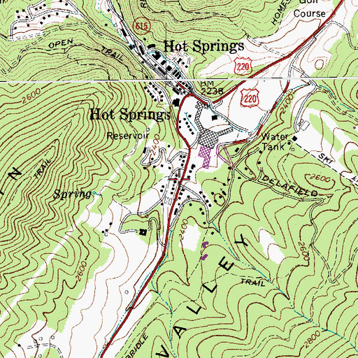 Topographic Map of Hot Springs Presbyterian Church, VA