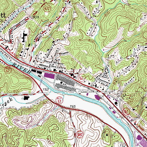Topographic Map of Bassett Baptist Tabernacle, VA