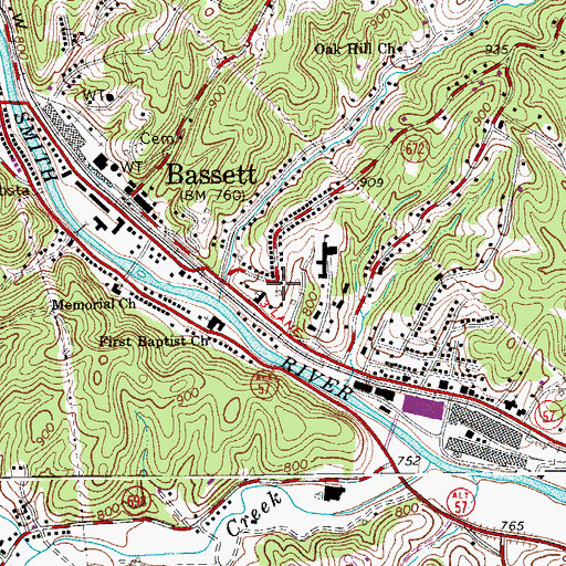 Topographic Map of Riverview Primitive Baptist Church (historical), VA