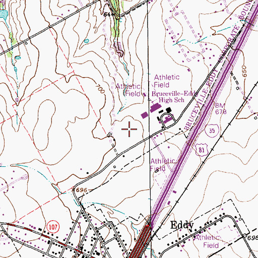 Topographic Map of Bruceville-Eddy, TX