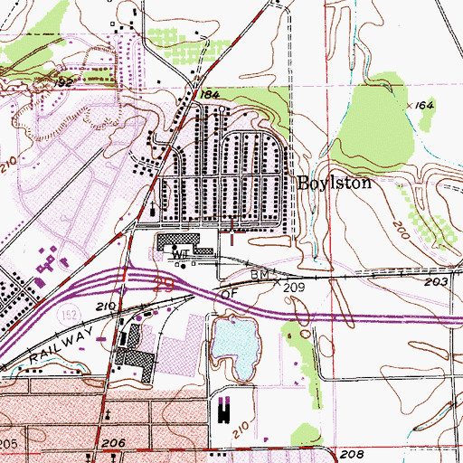 Topographic Map of Boylston Post Office, AL