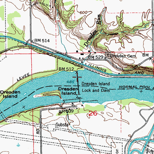 Topographic Map of Dresden Island Pool, IL