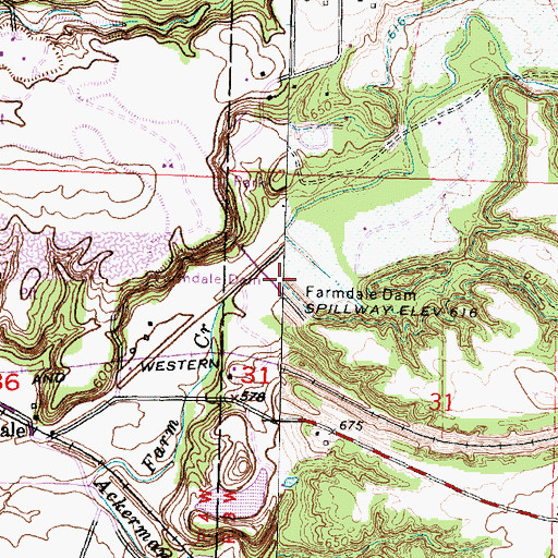 Topographic Map of Farmdale Dam, IL