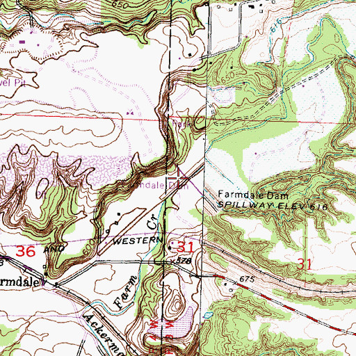 Topographic Map of Farmdale Reservoir, IL