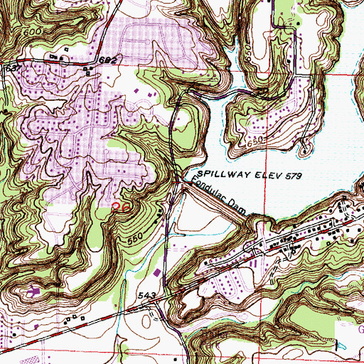 Topographic Map of Fondulac Reservoir, IL