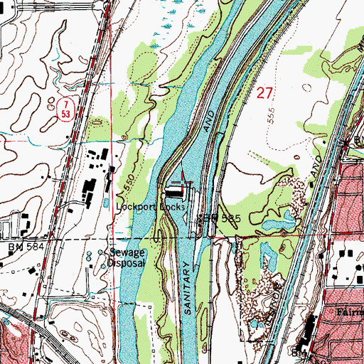 Topographic Map of Lockport Powerhouse and Controling Work Dam, IL